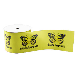 Suicide Butterfly Awareness Ribbon 3" Grosgrain Ribbon
