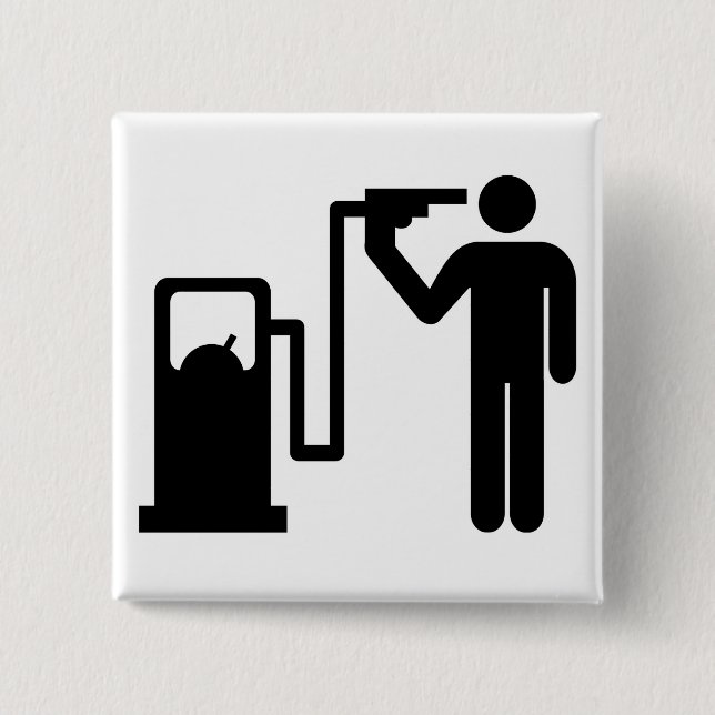 Suicide by petrol 15 cm square badge (Front)
