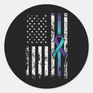 Suicide Depression American Flag Prevention Awaren Classic Round Sticker