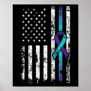 Suicide Depression American Flag Prevention Awaren Poster