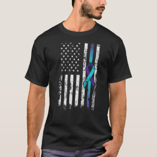 Suicide Depression American Flag Prevention Awaren T-Shirt