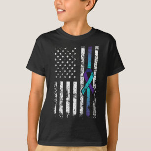 Suicide Depression American Flag Prevention Awaren T-Shirt