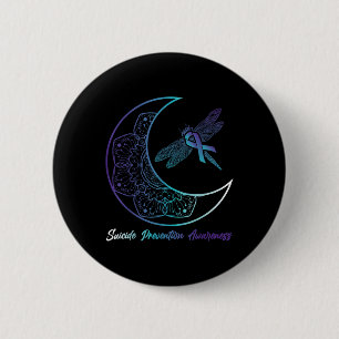 Suicide Depression Moon Dragonfly Prevention Aware 6 Cm Round Badge