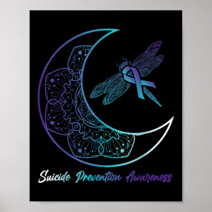 Suicide Depression Moon Dragonfly Prevention Aware Poster