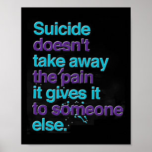 Suicide Doesn't Take Away The Pain Happy Awareness Poster