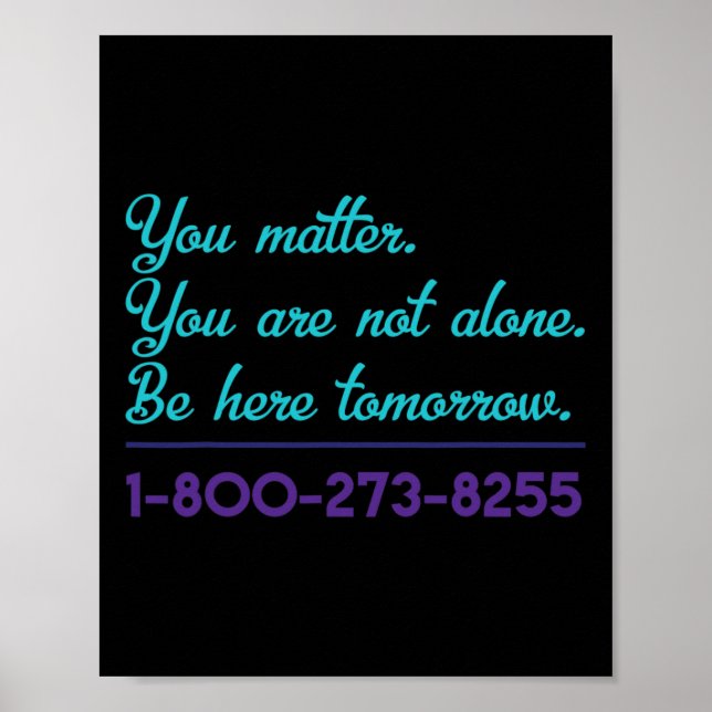 Suicide Hotline 1-800-273-8255 Suicide Awareness P Poster (Front)