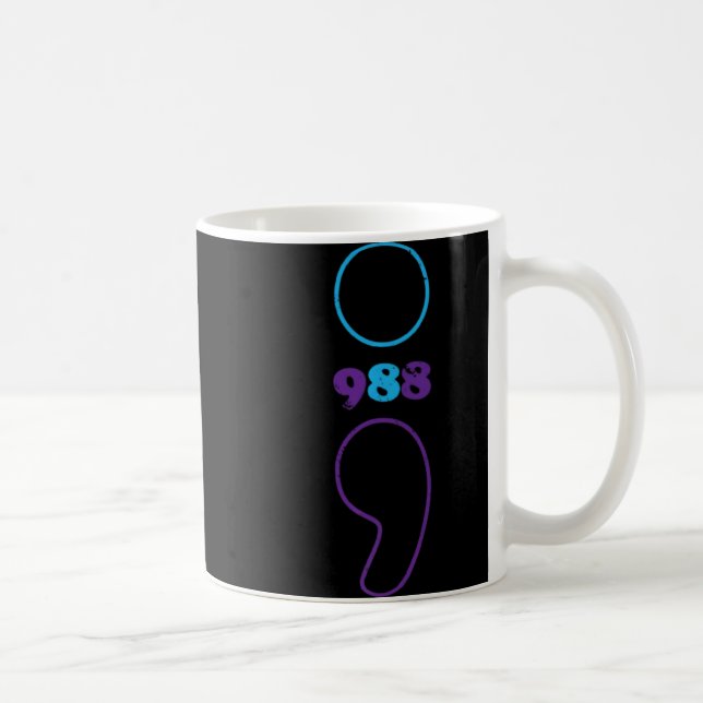 Suicide Prevention 988 Comma Awareness  Coffee Mug (Right)