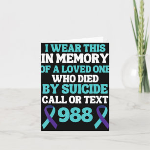Suicide Prevention 988 Hotline In Memory Of Loved Card