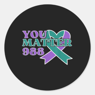 Suicide Prevention 988 You Awareness Ribbon  Classic Round Sticker