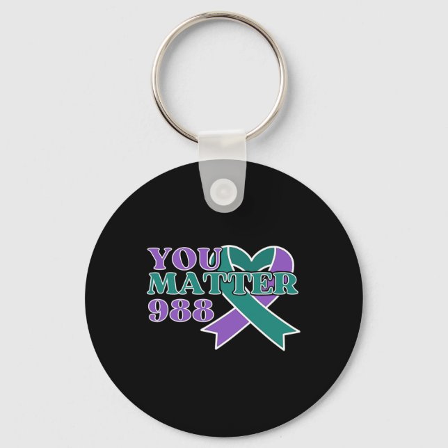 Suicide Prevention 988 You Problem Awareness Ribbo Key Ring (Front)