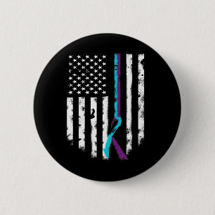 Suicide Prevention American Flag Awareness Ribbon 6 Cm Round Badge