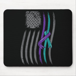 Suicide Prevention American Flag Purple Awareness  Mouse Pad