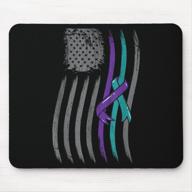Suicide Prevention American Flag Purple Awareness  Mouse Pad (Front)