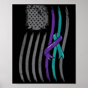 Suicide Prevention American Flag Purple Awareness Poster