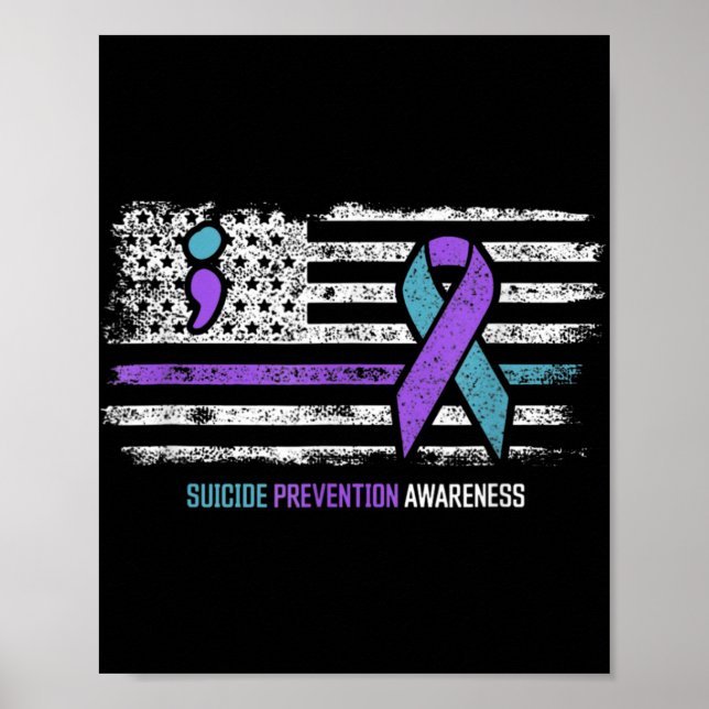 Suicide Prevention American Flag Suicide Awareness Poster (Front)