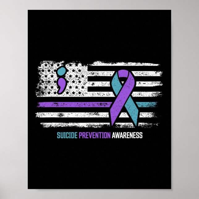 Suicide Prevention American Flag Suicide Awareness Poster (Front)