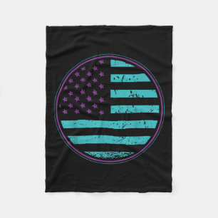 Suicide Prevention American Flag Wear Teal Purple Fleece Blanket