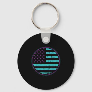 Suicide Prevention American Flag Wear Teal Purple Key Ring