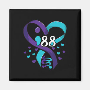 Suicide Prevention Awareness 988 Heart Teal And Pu Magnet