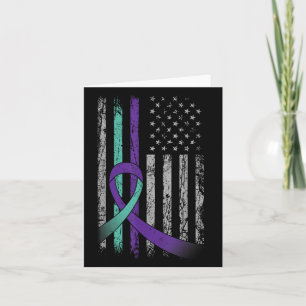 Suicide Prevention Awareness America Flag Teal Pur Card