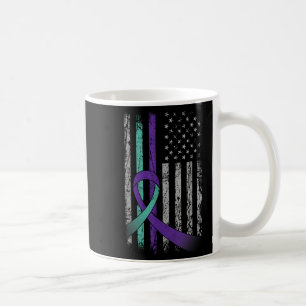 Suicide Prevention Awareness America Flag Teal Pur Coffee Mug