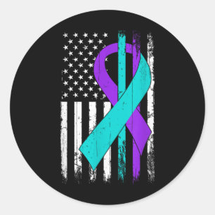 Suicide Prevention Awareness American Flag Classic Round Sticker