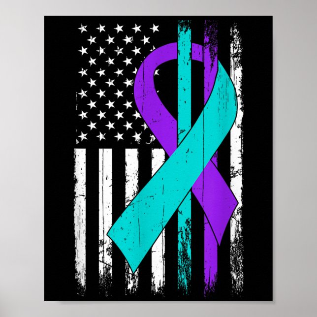 Suicide Prevention Awareness American Flag  Poster (Front)
