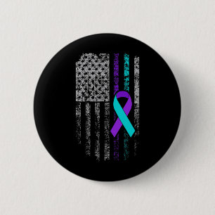 Suicide Prevention Awareness American Flag Ribbon 6 Cm Round Badge