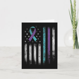 Suicide Prevention Awareness American Flag Ribbon Card