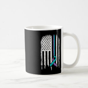 Suicide Prevention Awareness American Flag Ribbon Coffee Mug