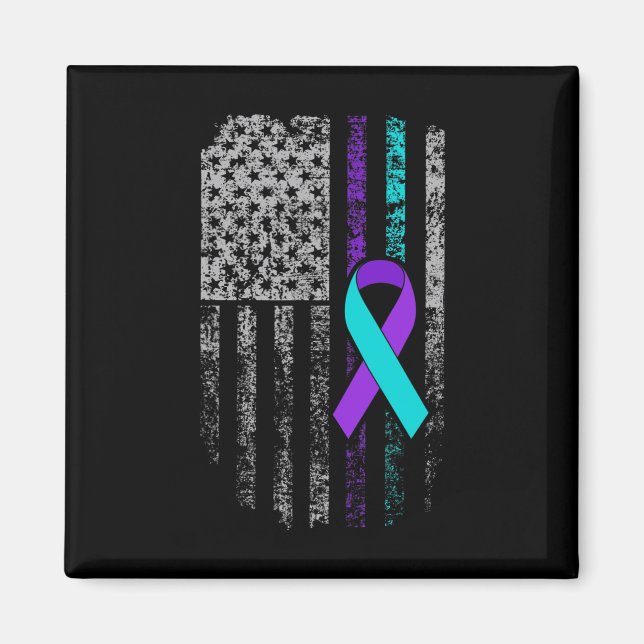 Suicide Prevention Awareness American Flag Ribbon  Magnet (Front)
