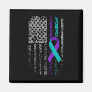 Suicide Prevention Awareness American Flag Ribbon  Magnet