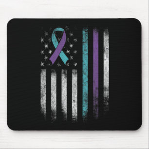 Suicide Prevention Awareness American Flag Ribbon Mouse Pad