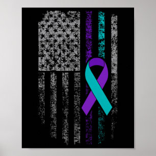 Suicide Prevention Awareness American Flag Ribbon Poster