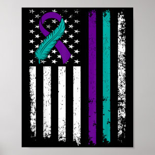 Suicide Prevention Awareness American Flag Ribbon Poster