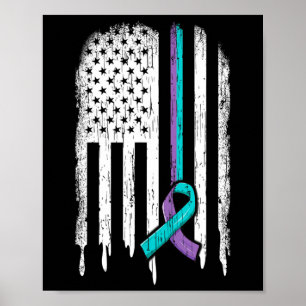 Suicide Prevention Awareness American Flag Ribbon Poster