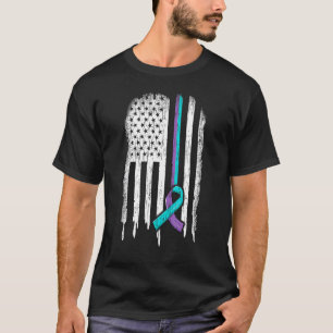 Suicide Prevention Awareness American Flag Ribbon T-Shirt