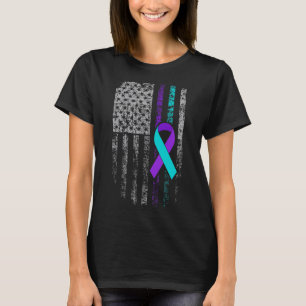 Suicide Prevention Awareness American Flag Ribbon T-Shirt
