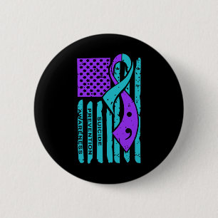 Suicide Prevention Awareness American Flag Semicol 6 Cm Round Badge