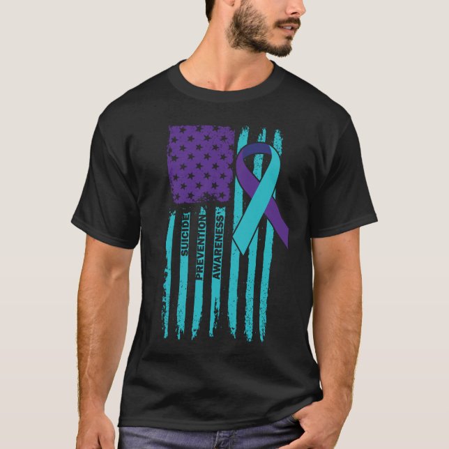 Suicide Prevention Awareness American Flag Suicide T-Shirt (Front)