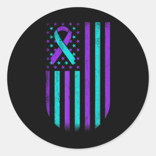 Suicide Prevention Awareness American Flag Support Classic Round Sticker