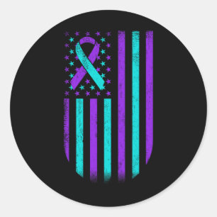 Suicide Prevention Awareness American Flag Support Classic Round Sticker