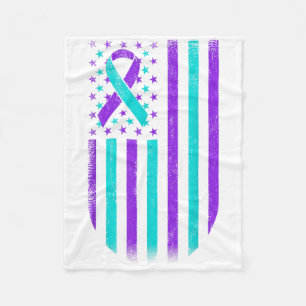 Suicide Prevention Awareness American Flag Support Fleece Blanket
