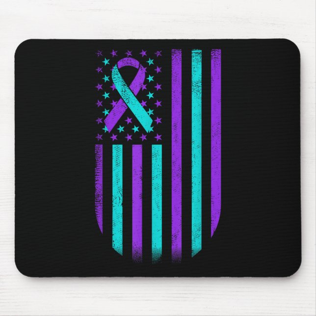 Suicide Prevention Awareness American Flag Support Mouse Pad (Front)