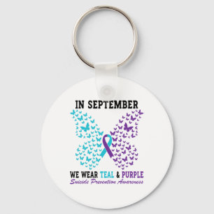 Suicide Prevention Awareness Betterfly Teal And Pu Key Ring