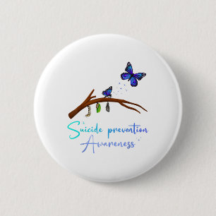 Suicide Prevention Awareness Butterfly Cocoon Tran 6 Cm Round Badge