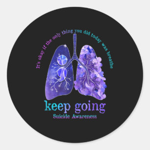Suicide Prevention Awareness Butterfly Flower Gift Classic Round Sticker