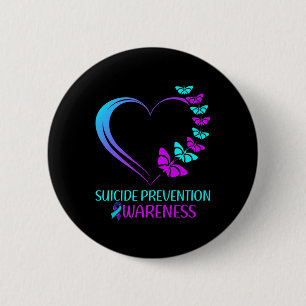 Suicide Prevention Awareness Butterfly Heart Ribbo 6 Cm Round Badge