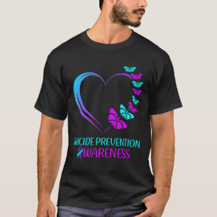 Suicide Prevention Awareness Butterfly Heart Ribbo T-Shirt