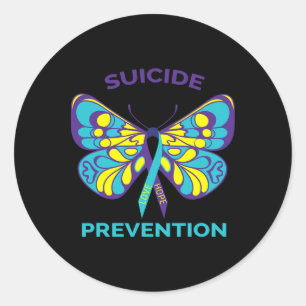 Suicide Prevention Awareness Butterfly Ribbon Classic Round Sticker